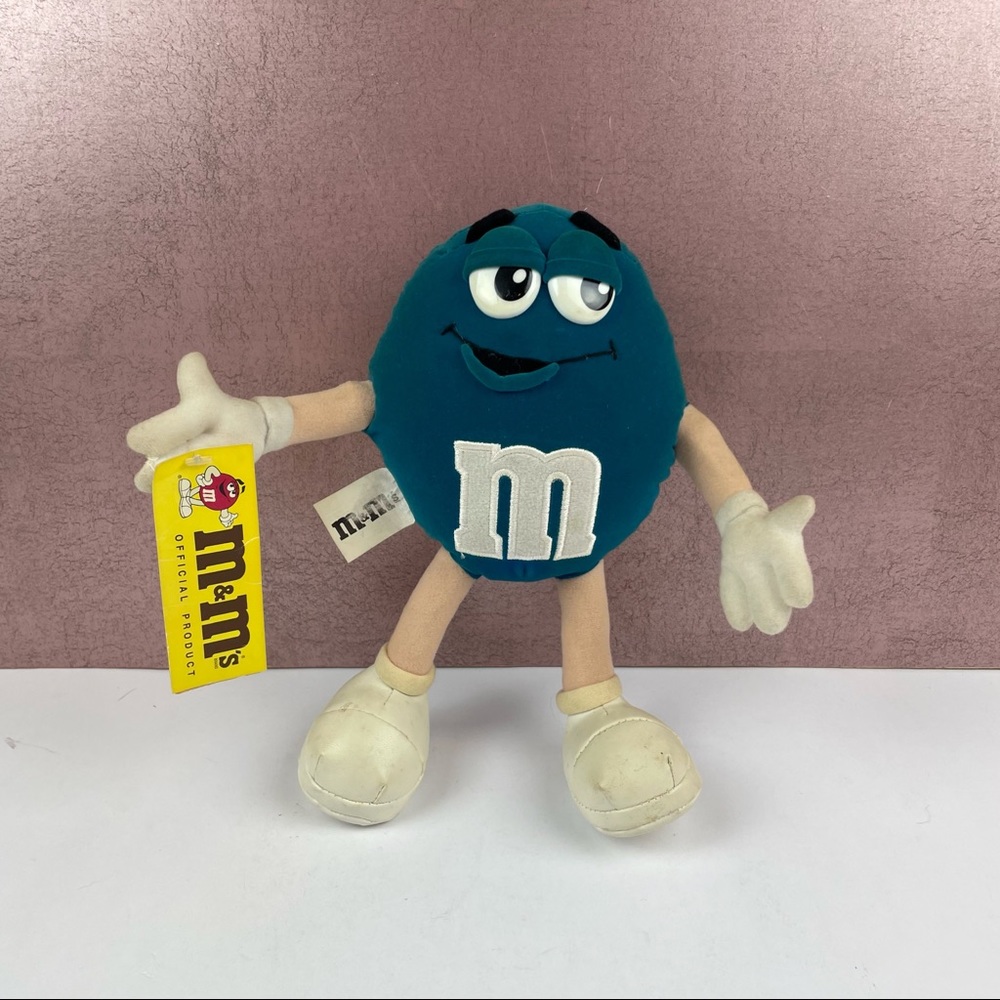 Vintage M&M's Blue White Plush Stuffed Animal New With Tag